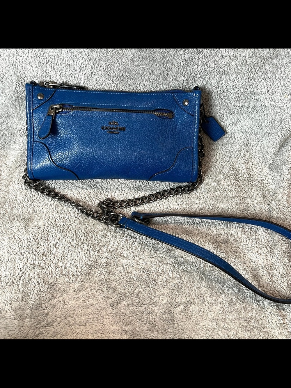 COACH F52646 Blue Grain Leather Mickie Crossbody Bag w/ hang tag EXCELLENT